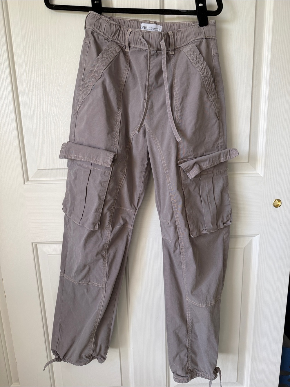 Zara Taupe Cargo Joggers - Utility Pockets